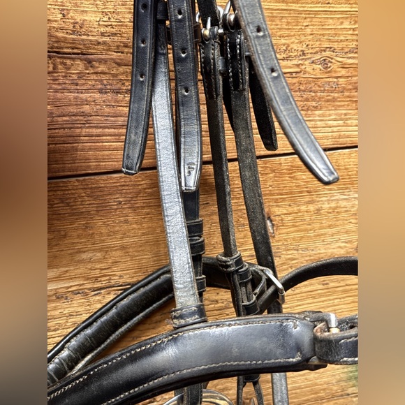 Black dressage schooling bridle, Full size crown Kieffer, Vespucci brow band - Picture 3 of 8